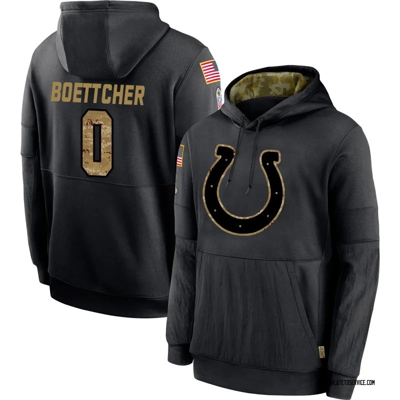 Men's Bryce Boettcher Indianapolis Colts Black 2020 Salute to Service Sideline Performance Pullover Hoodie