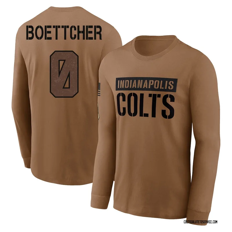 Men's Bryce Boettcher Indianapolis Colts Brown 2023 Salute To Service Long Sleeve T-Shirt