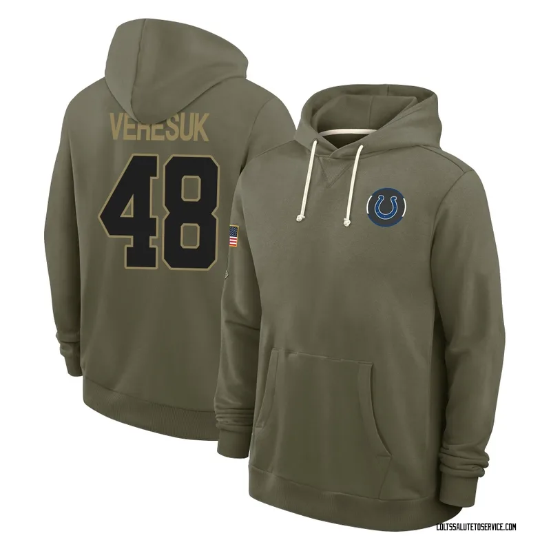 Men's Devin Veresuk Indianapolis Colts Olive 2025 Salute to Service Hoodie