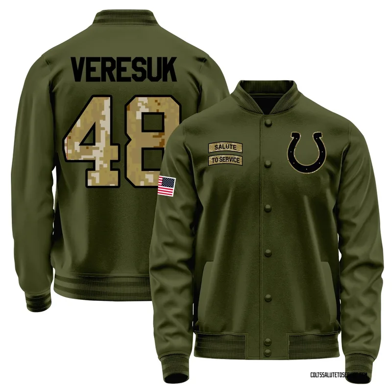 Men's Devin Veresuk Indianapolis Colts Olive Salute to Service Sideline Performance Jacket