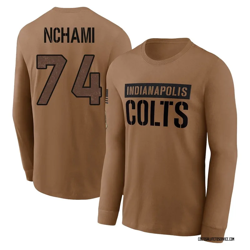 Men's Durell Nchami Indianapolis Colts Brown 2023 Salute To Service Long Sleeve T-Shirt
