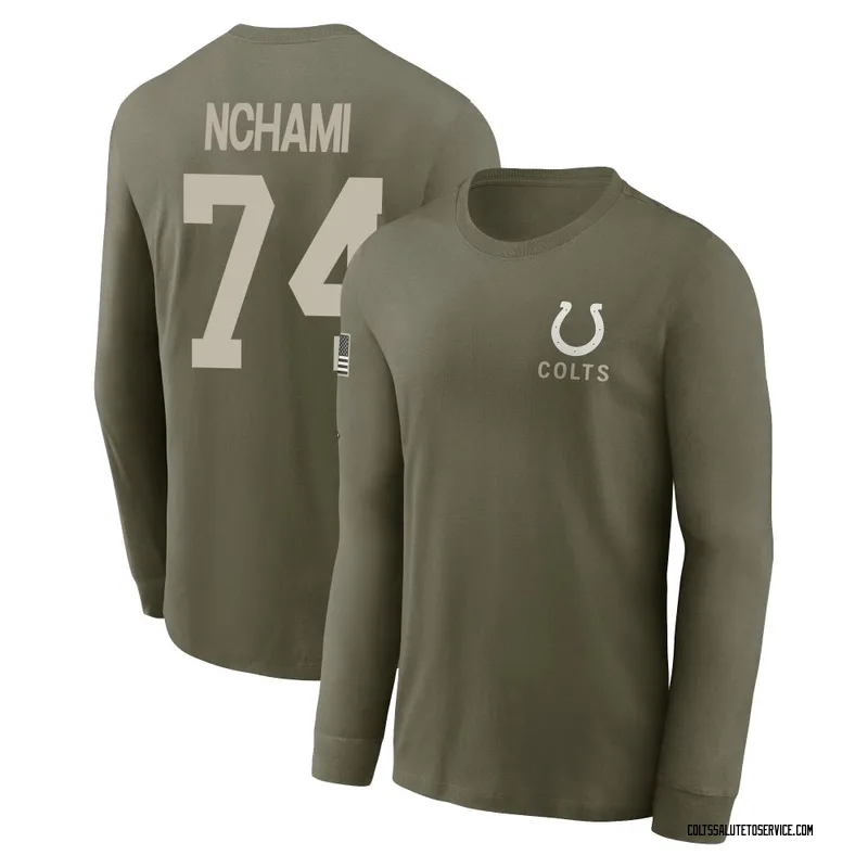 Men's Durell Nchami Indianapolis Colts Olive 2025 Salute to Service Sideline Long Sleeve T-Shirt
