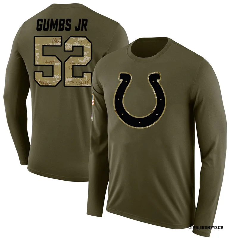 Men's George Gumbs Jr. Indianapolis Colts Legend Olive Salute to Service Sideline Long Sleeve T-Shirt