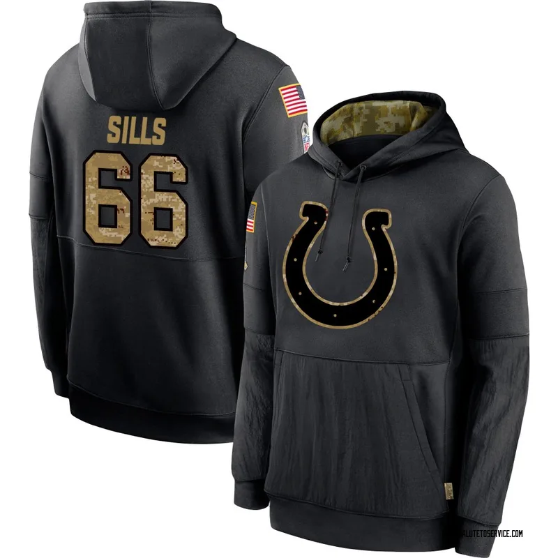 Men's Josh Sills Indianapolis Colts Black 2020 Salute to Service Sideline Performance Pullover Hoodie