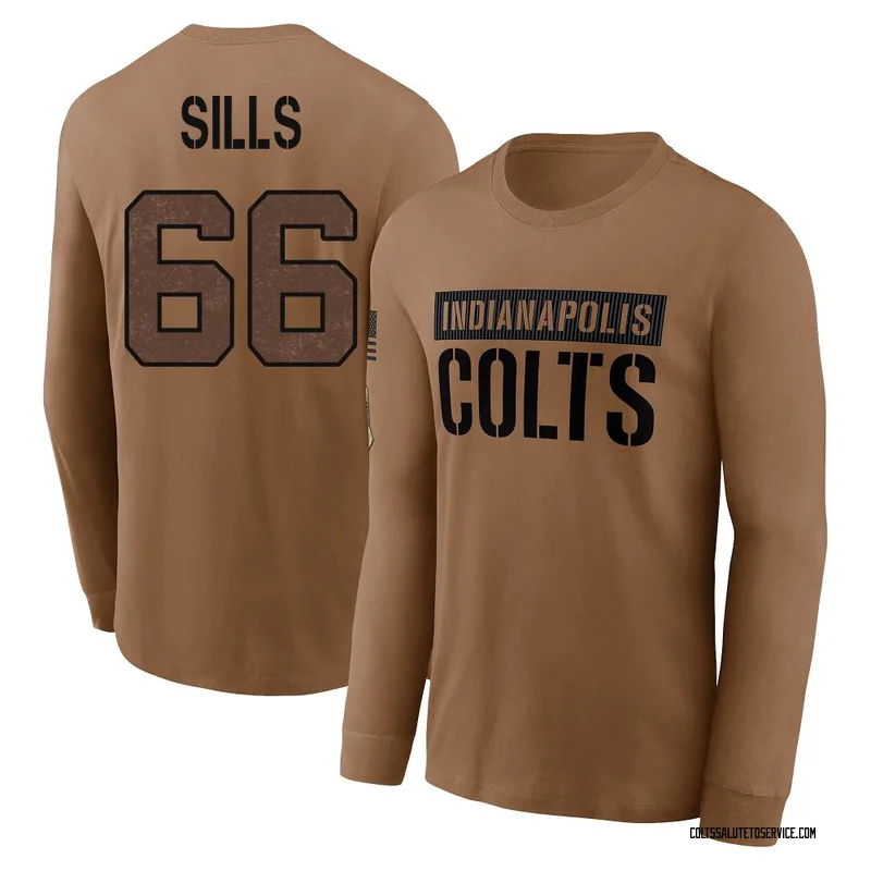 Men's Josh Sills Indianapolis Colts Brown 2023 Salute To Service Long Sleeve T-Shirt