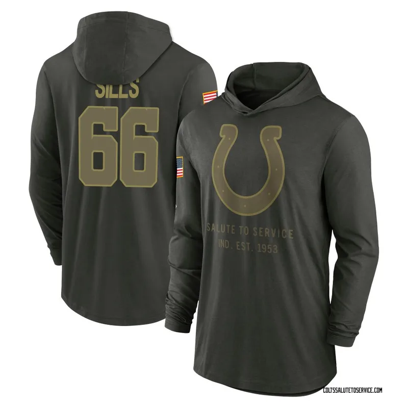 Men's Josh Sills Indianapolis Colts Green Forest/ 2025 Salute to Service Sideline Lightweight Hooded Pullover Long Sleeve T-Shir