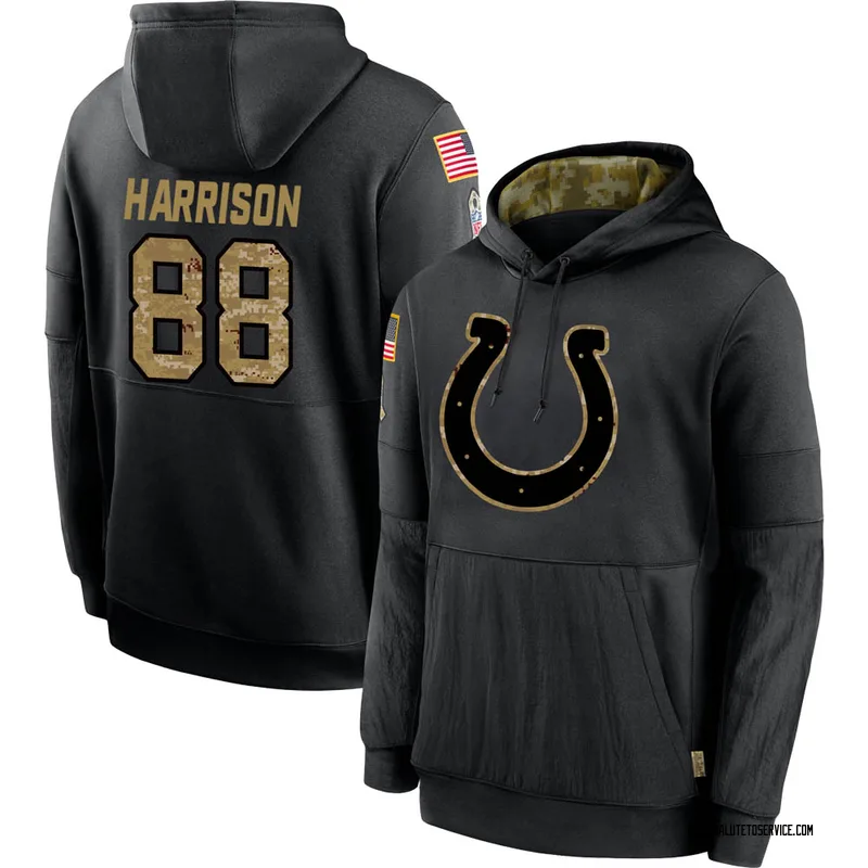Men's Marvin Harrison Indianapolis Colts Black 2020 Salute to Service Sideline Performance Pullover Hoodie