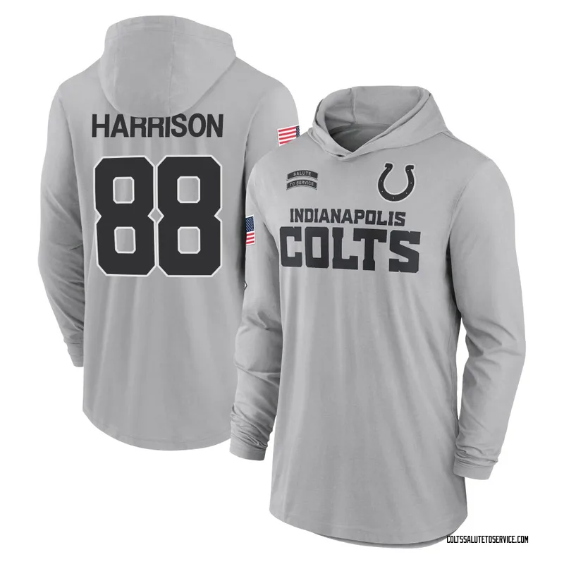 Men's Marvin Harrison Indianapolis Colts Gray 2024 Salute to Service Lightweight Performance Long Sleeve Hooded T-Shirt