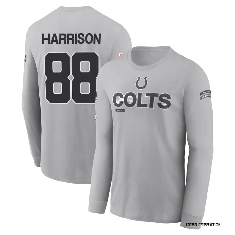 Men's Marvin Harrison Indianapolis Colts Gray 2024 Salute to Service Long Sleeve T-Shirt