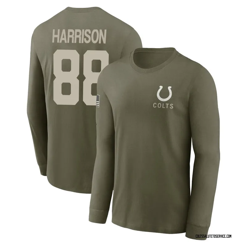 Men's Marvin Harrison Indianapolis Colts Olive 2025 Salute to Service Sideline Long Sleeve T-Shirt
