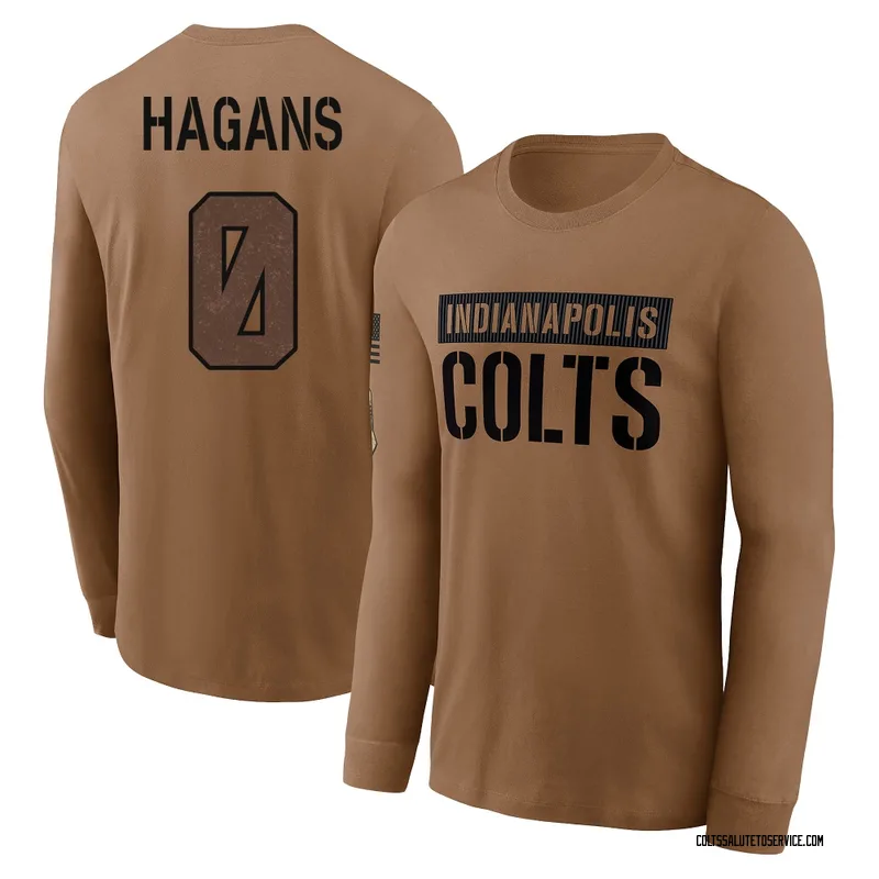Men's Sahmir Hagans Indianapolis Colts Brown 2023 Salute To Service Long Sleeve T-Shirt