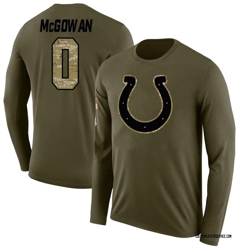 Men's Seth McGowan Indianapolis Colts Legend Olive Salute to Service Sideline Long Sleeve T-Shirt