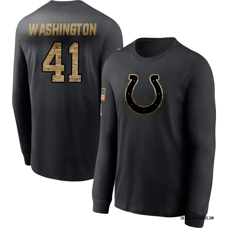 Men's Trey Washington Indianapolis Colts Black 2020 Salute To Service Sideline Performance Long Sleeve T-Shirt