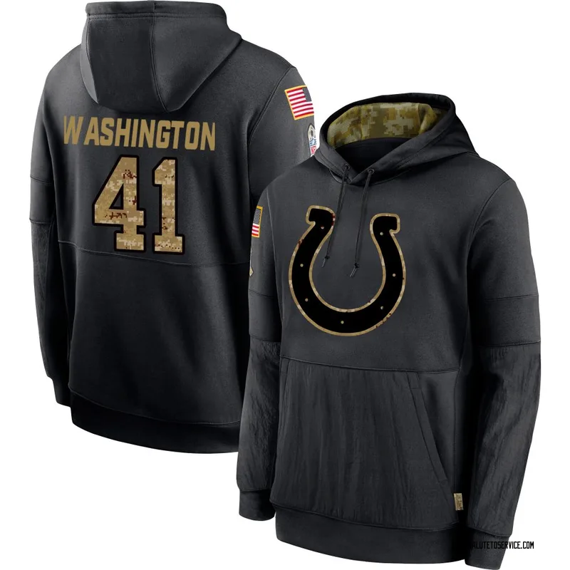 Men's Trey Washington Indianapolis Colts Black 2020 Salute to Service Sideline Performance Pullover Hoodie
