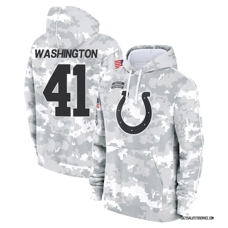 Men's Trey Washington Indianapolis Colts Camo Arctic 2024 Salute to Service Club Fleece Pullover Hoodie
