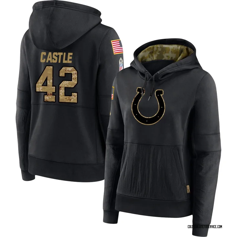 Women's Anderson Castle Indianapolis Colts Black 2020 Salute to Service Sideline Performance Pullover Hoodie