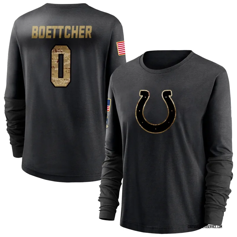 Women's Bryce Boettcher Indianapolis Colts Black 2020 Salute To Service Sideline Performance Long Sleeve T-Shirt