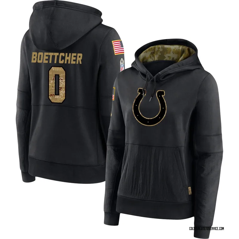 Women's Bryce Boettcher Indianapolis Colts Black 2020 Salute to Service Sideline Performance Pullover Hoodie