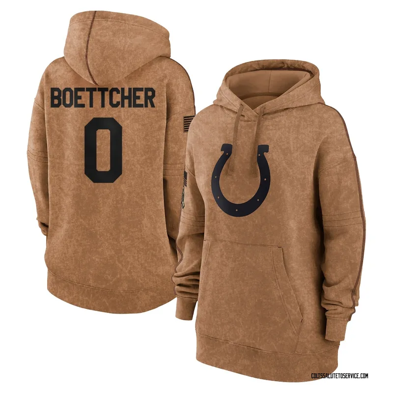 Women's Bryce Boettcher Indianapolis Colts Brown 2023 Salute To Service Pullover Hoodie