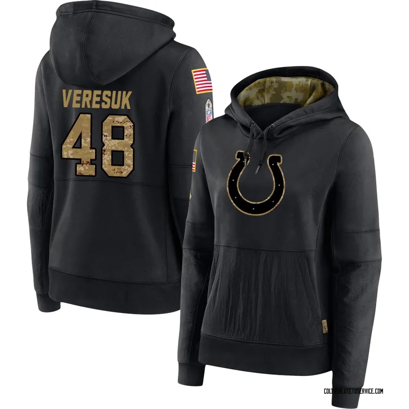 Women's Devin Veresuk Indianapolis Colts Black 2020 Salute to Service Sideline Performance Pullover Hoodie