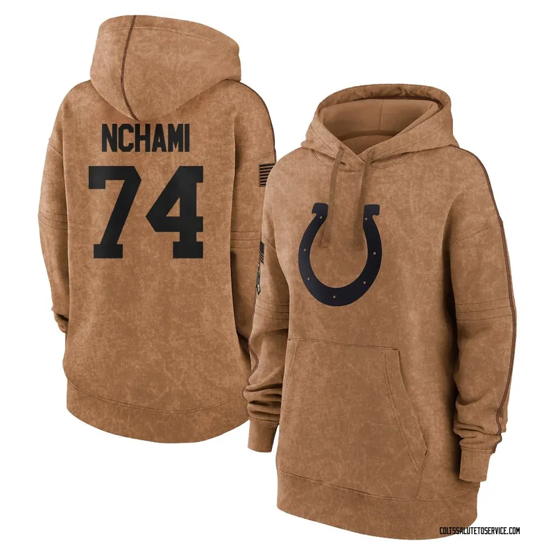 Women's Durell Nchami Indianapolis Colts Brown 2023 Salute To Service Pullover Hoodie