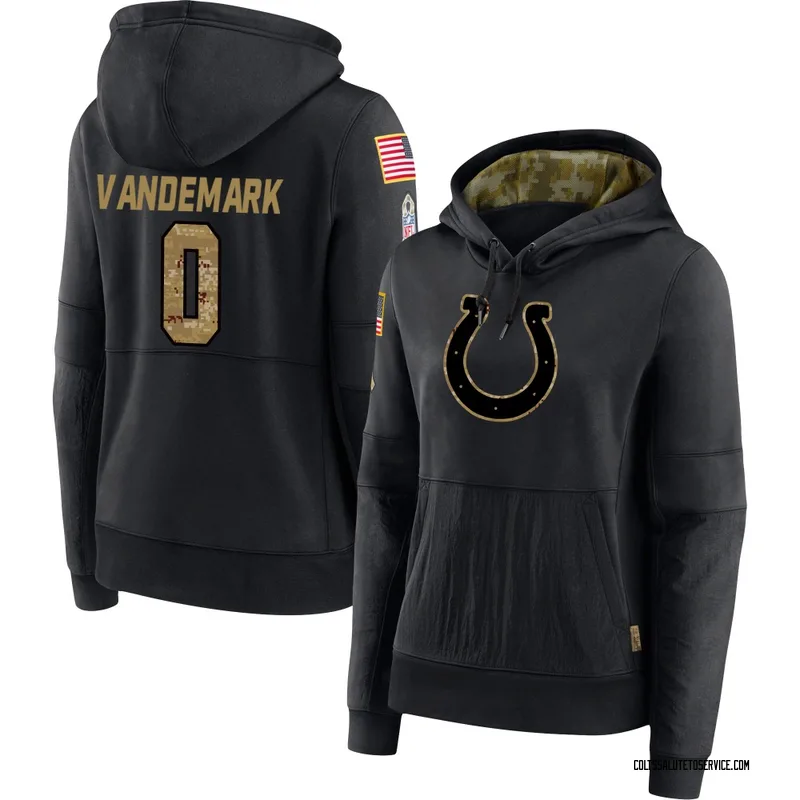 Women's Geno VanDeMark Indianapolis Colts Black 2020 Salute to Service Sideline Performance Pullover Hoodie