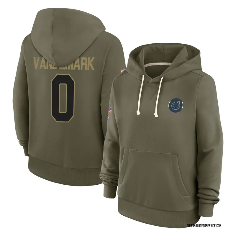 Women's Geno VanDeMark Indianapolis Colts Olive 2025 Salute to Service Hoodie