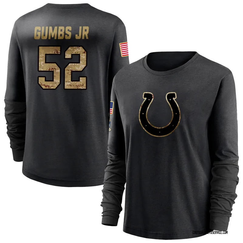 Women's George Gumbs Jr. Indianapolis Colts Black 2020 Salute To Service Sideline Performance Long Sleeve T-Shirt