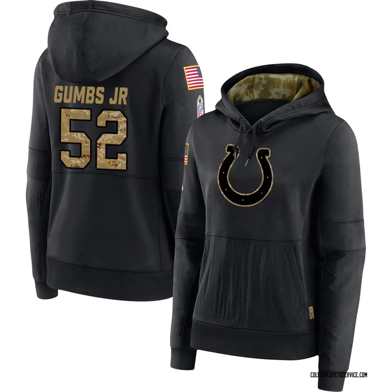 Women's George Gumbs Jr. Indianapolis Colts Black 2020 Salute to Service Sideline Performance Pullover Hoodie