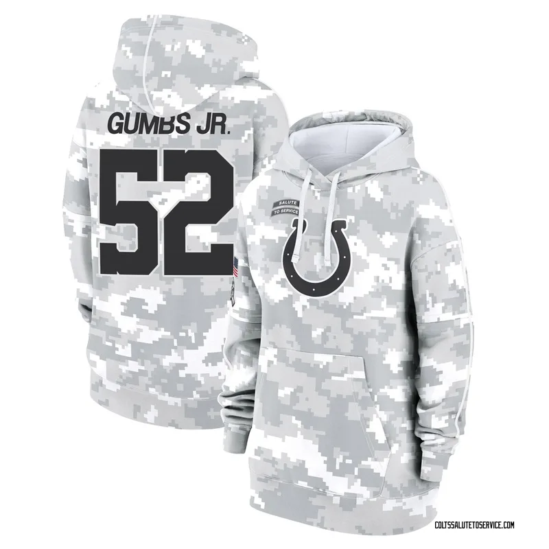 Women's George Gumbs Jr. Indianapolis Colts Camo Arctic 2024 Salute to Service Club Fleece Pullover Hoodie