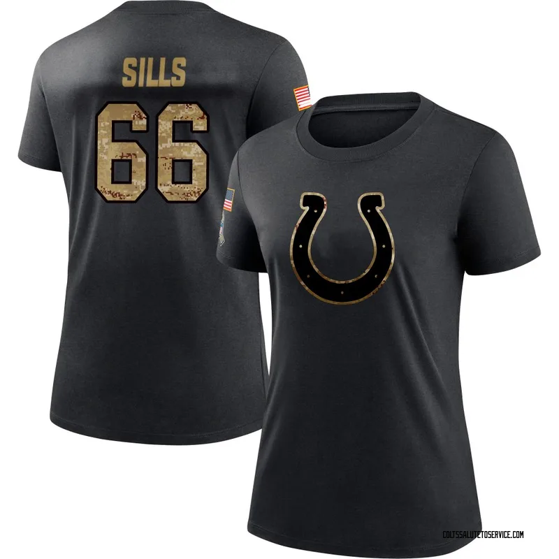Women's Josh Sills Indianapolis Colts Black 2020 Salute To Service Performance T-Shirt
