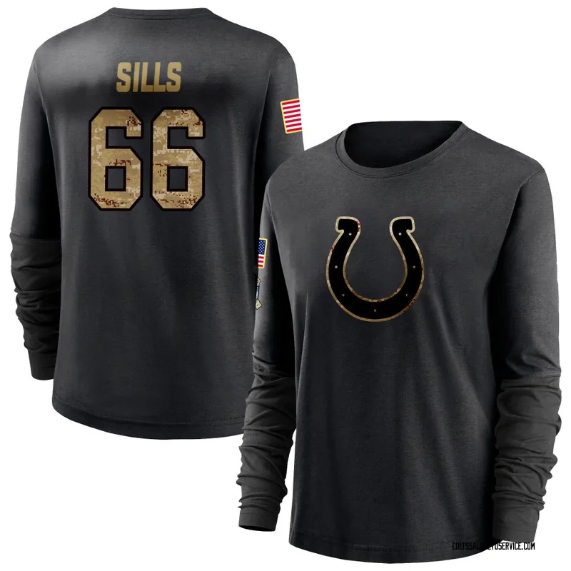 Women's Josh Sills Indianapolis Colts Black 2020 Salute To Service Sideline Performance Long Sleeve T-Shirt