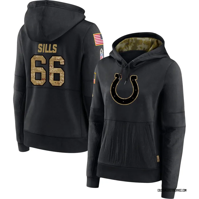 Women's Josh Sills Indianapolis Colts Black 2020 Salute to Service Sideline Performance Pullover Hoodie