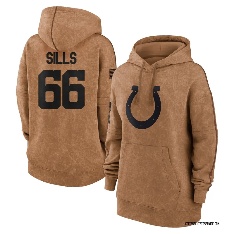 Women's Josh Sills Indianapolis Colts Brown 2023 Salute To Service Pullover Hoodie