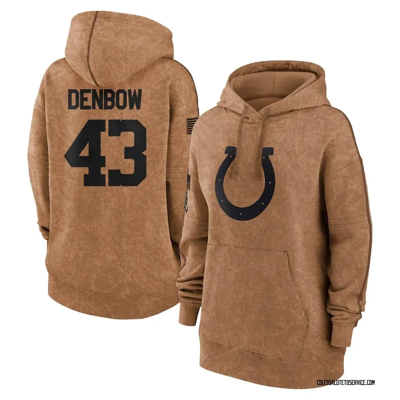 Women's Trevor Denbow Indianapolis Colts Brown 2023 Salute To Service Pullover Hoodie