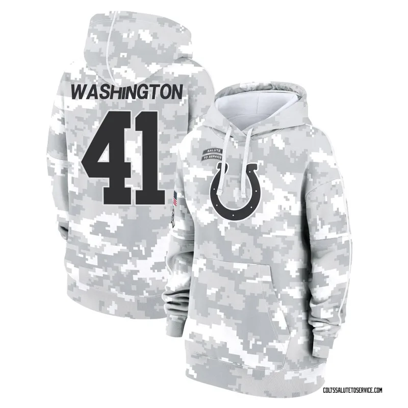 Women's Trey Washington Indianapolis Colts Camo Arctic 2024 Salute to Service Club Fleece Pullover Hoodie