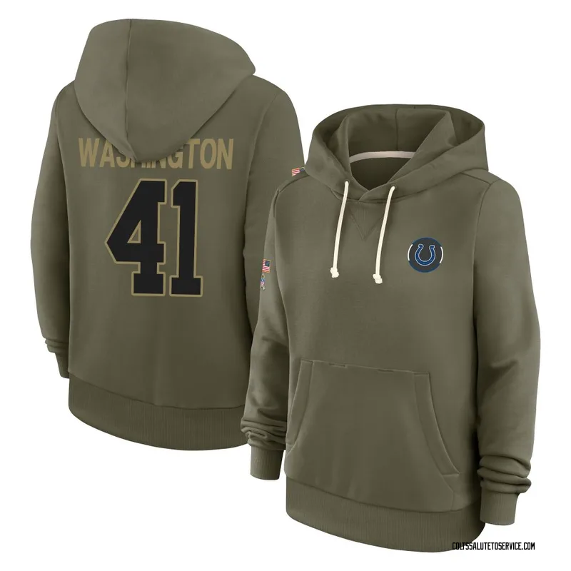 Women's Trey Washington Indianapolis Colts Olive 2025 Salute to Service Hoodie