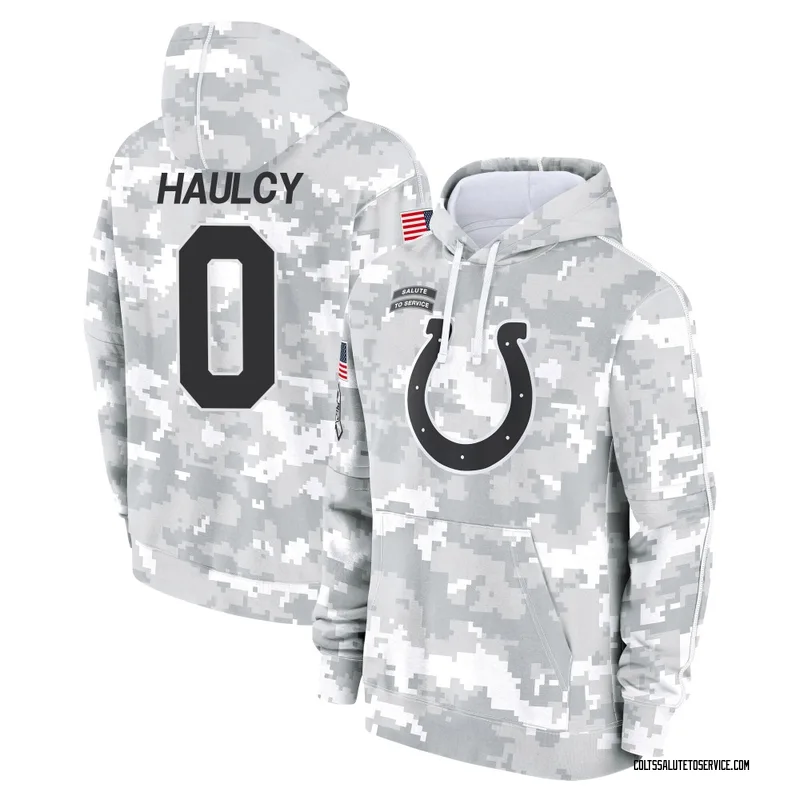 Youth A.J. Haulcy Indianapolis Colts Camo Arctic 2024 Salute to Service Club Fleece Pullover Hoodie