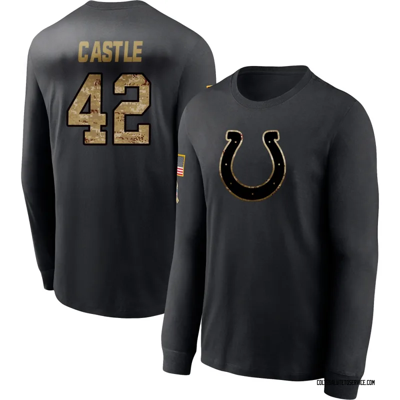 Youth Anderson Castle Indianapolis Colts Black 2020 Salute To Service Sideline Performance Long Sleeve T-Shirt