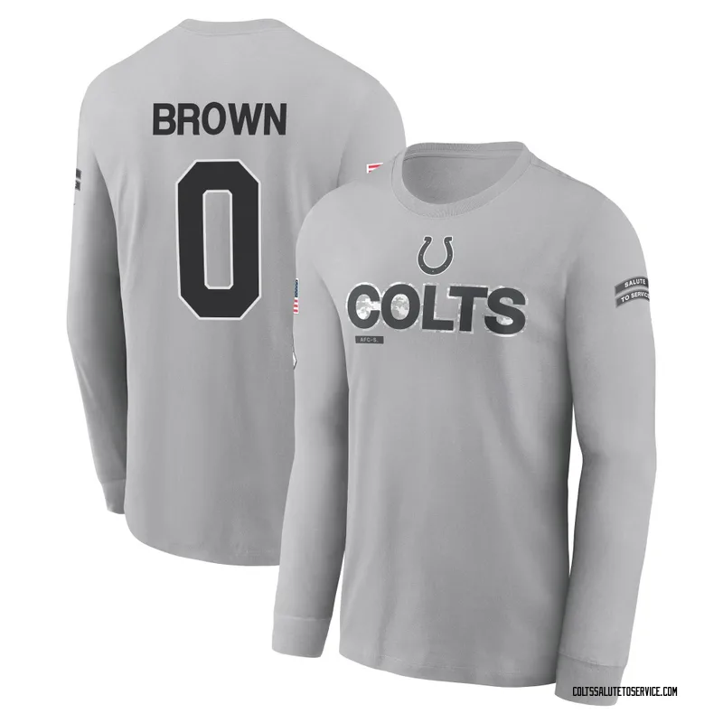 Youth Austin Brown Indianapolis Colts Gray 2024 Salute to Service Long Sleeve T-Shirt