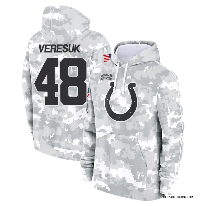 Youth Devin Veresuk Indianapolis Colts Camo Arctic 2024 Salute to Service Club Fleece Pullover Hoodie