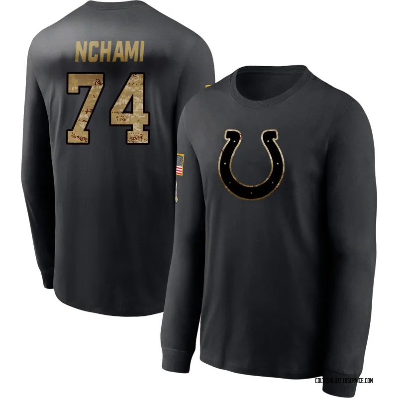 Youth Durell Nchami Indianapolis Colts Black 2020 Salute To Service Sideline Performance Long Sleeve T-Shirt