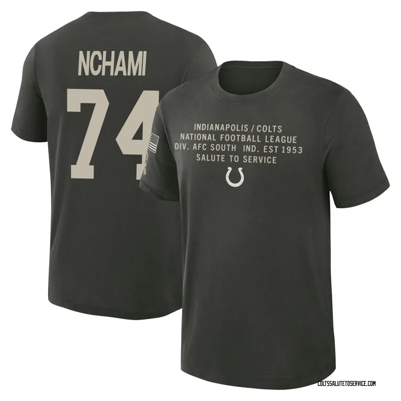 Youth Durell Nchami Indianapolis Colts Green Dark/ 2025 Salute to Service Sideline Slub T-Shirt