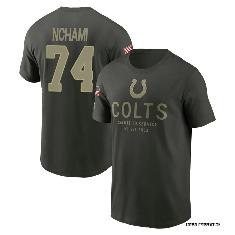 Youth Durell Nchami Indianapolis Colts Green Forest/ 2025 Salute to Service Sideline Primary Edge T-Shirt