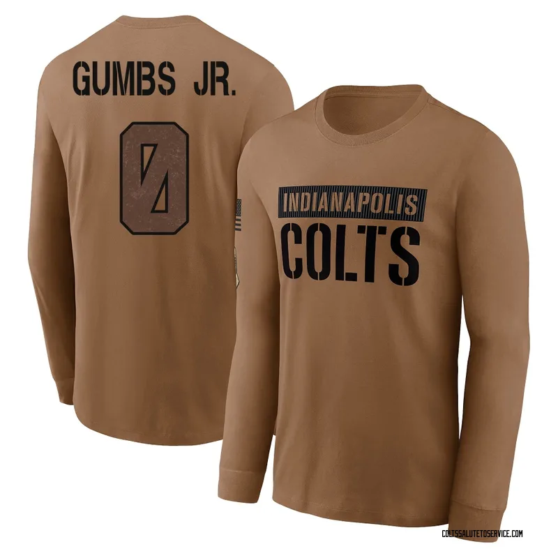 Youth George Gumbs Jr. Indianapolis Colts Brown 2023 Salute To Service Long Sleeve T-Shirt