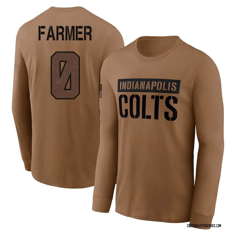 Youth Jalen Farmer Indianapolis Colts Brown 2023 Salute To Service Long Sleeve T-Shirt