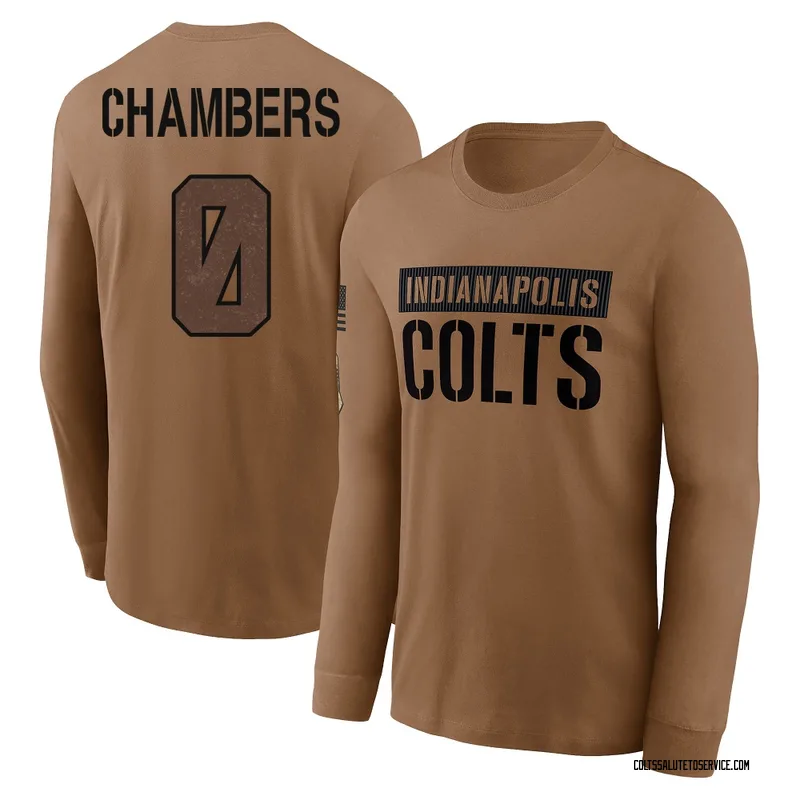 Youth Tahj Chambers Indianapolis Colts Brown 2023 Salute To Service Long Sleeve T-Shirt