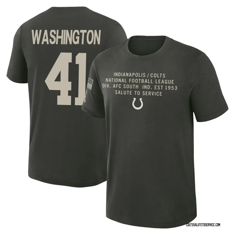 Youth Trey Washington Indianapolis Colts Green Dark/ 2025 Salute to Service Sideline Slub T-Shirt